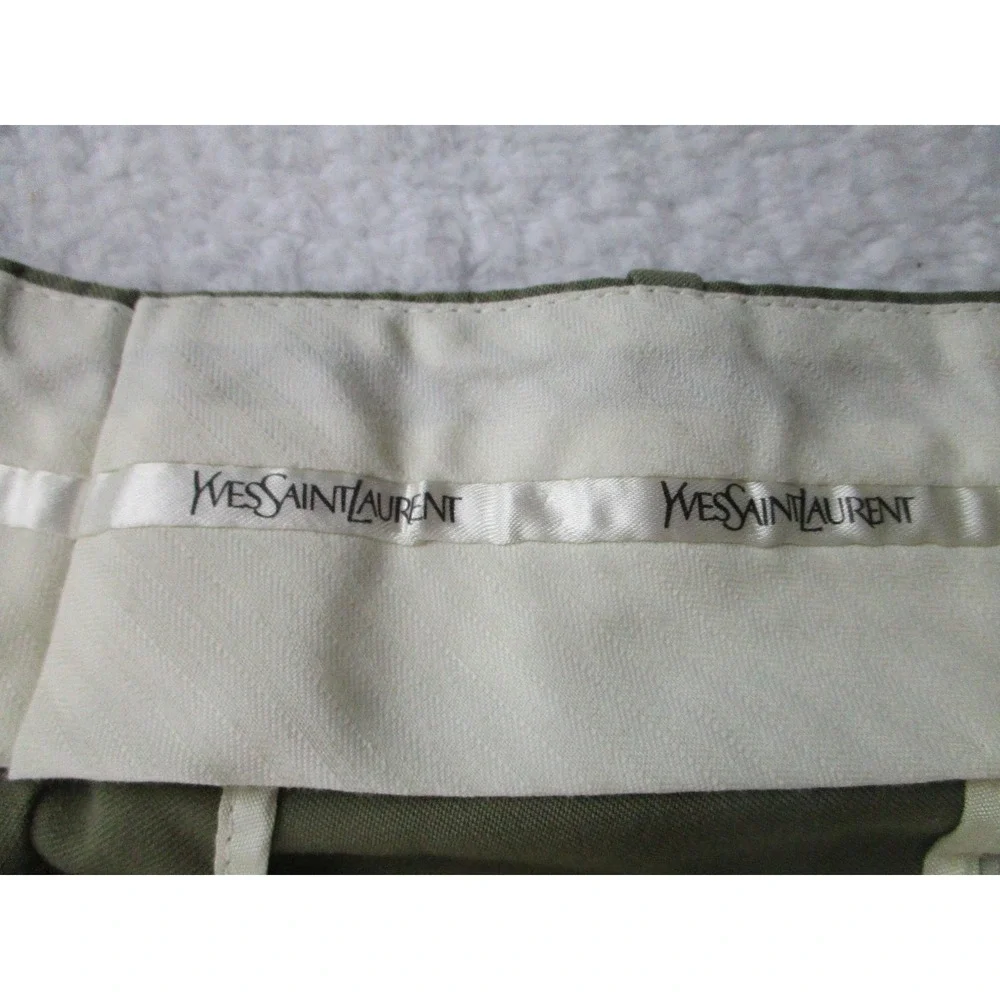 Yves Saint Laurent‎ Pants Mens 38x30 Olive Green Pleated Cuffed Dress Trousers